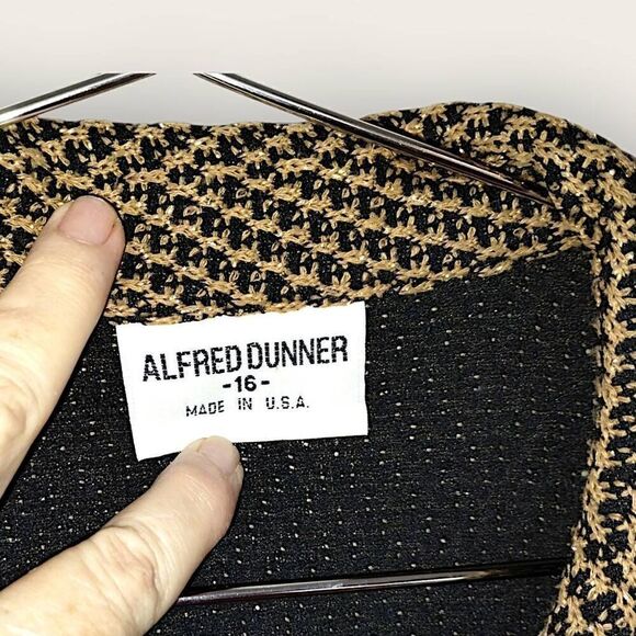 Alfred‎ Dunner Womens Jacket Sz 16 Black Gold Zip Front Tweed Vtg 80s Classicore - Picture 5 of 13